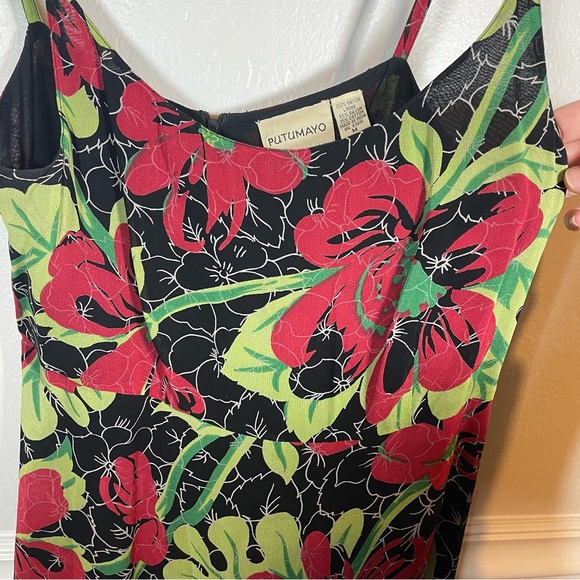 VINTAGE Putumayo Lined Dress Double Slits Size Medium - Picture 4 of 8